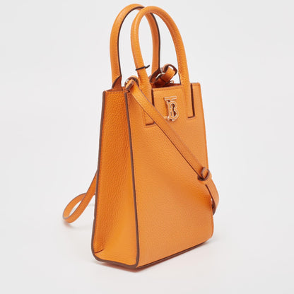 Luxury Burberry Orange Leather TB Logo Phone Crossbody Bag