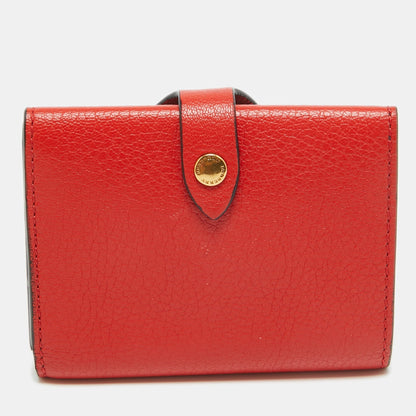 Luxury Burberry Red Leather Harlow Compact Wallet