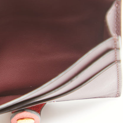 Luxury Burberry Red Leather Harlow Compact Wallet