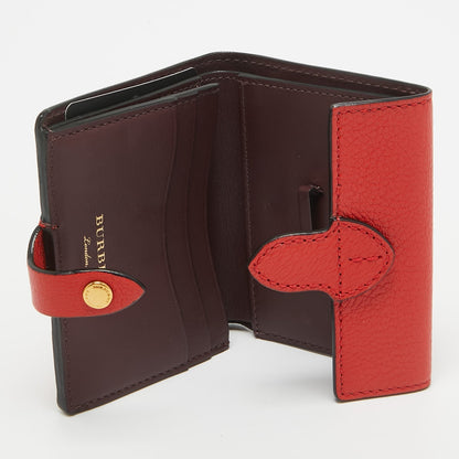 Luxury Burberry Red Leather Harlow Compact Wallet