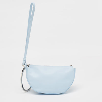 Luxury Burberry Pale Blue Leather Mini Double Olympia Clutch