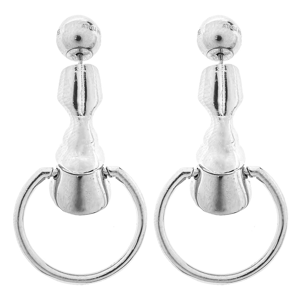Luxury Burberry Palladium Plated Hoof Hoop Earrings