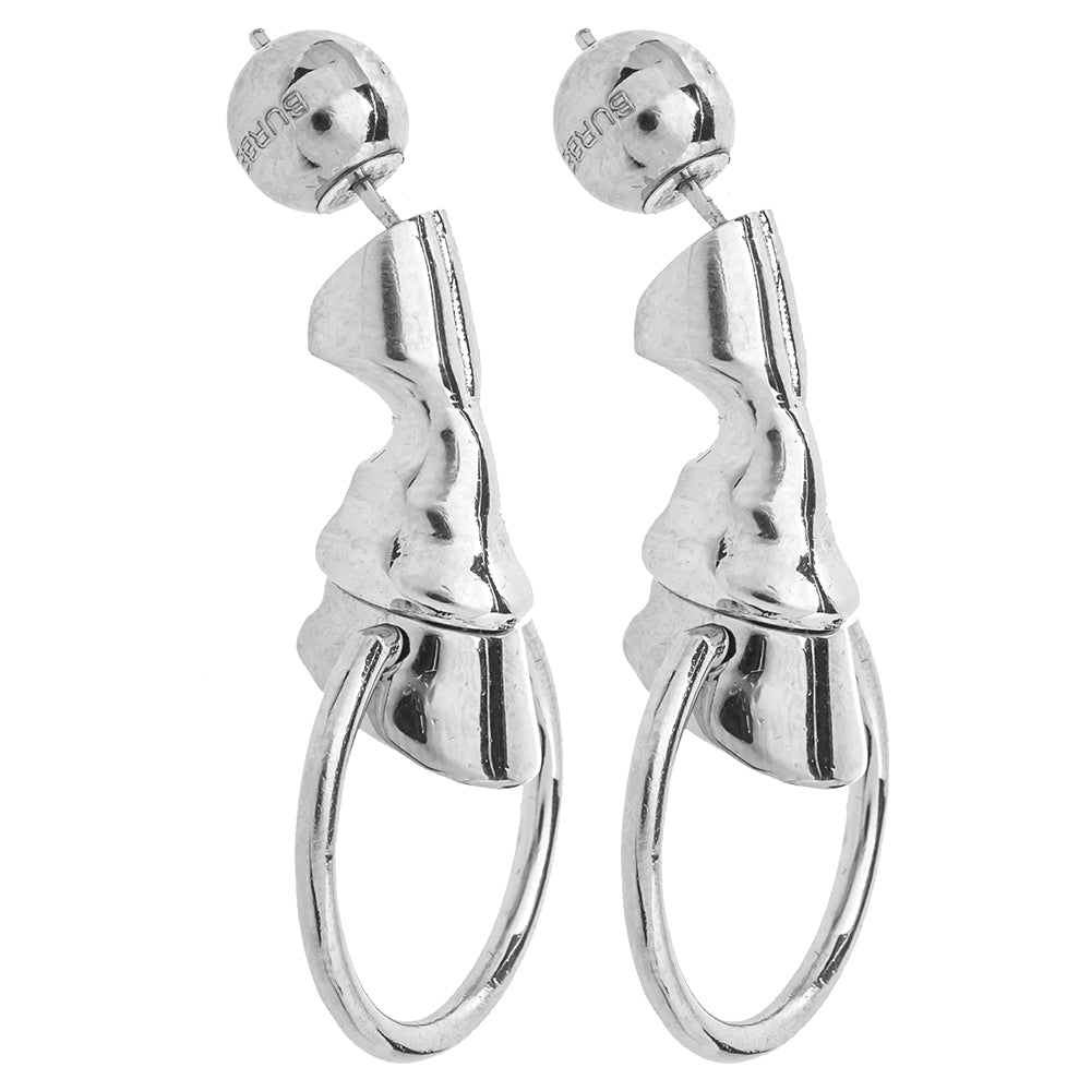 Luxury Burberry Palladium Plated Hoof Hoop Earrings
