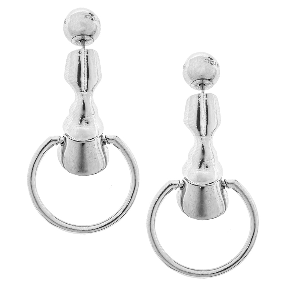 Luxury Burberry Palladium Plated Hoof Hoop Earrings