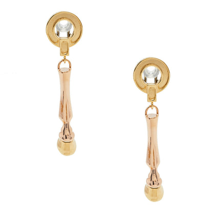 Luxury Burberry Two Tone Horse Hoof Drop Clip On Earrings