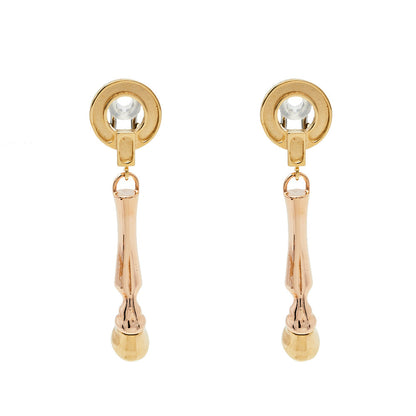 Luxury Burberry Two Tone Horse Hoof Drop Clip On Earrings