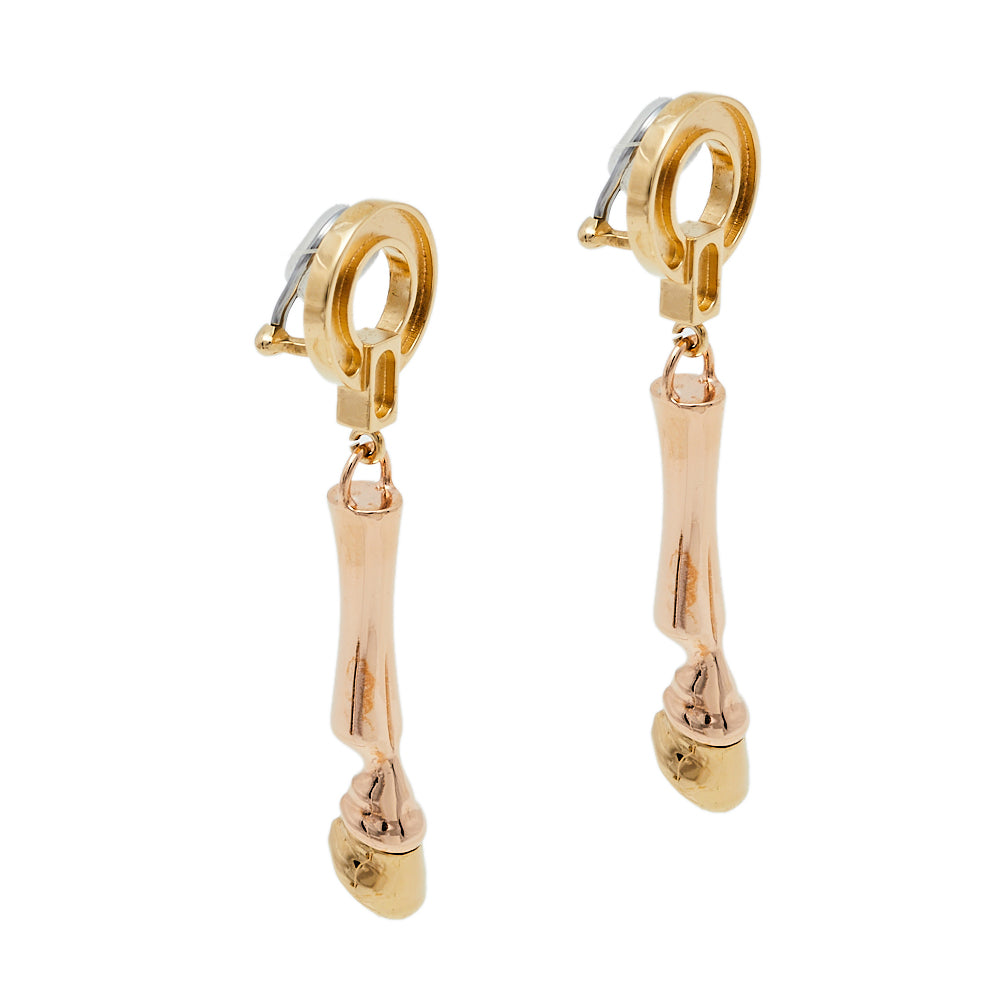 Luxury Burberry Two Tone Horse Hoof Drop Clip On Earrings
