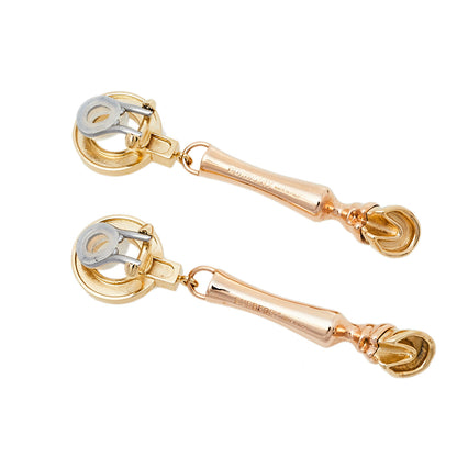 Luxury Burberry Two Tone Horse Hoof Drop Clip On Earrings