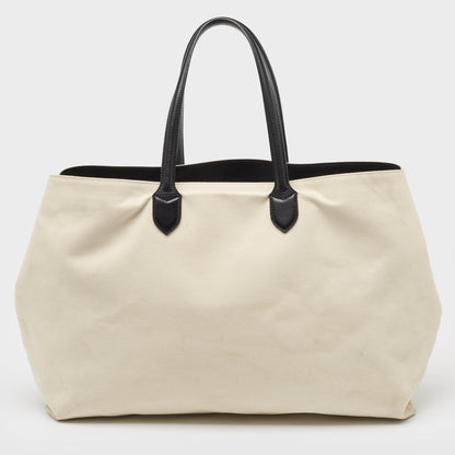Luxury Burberry Off White Canvas Lewes Tote