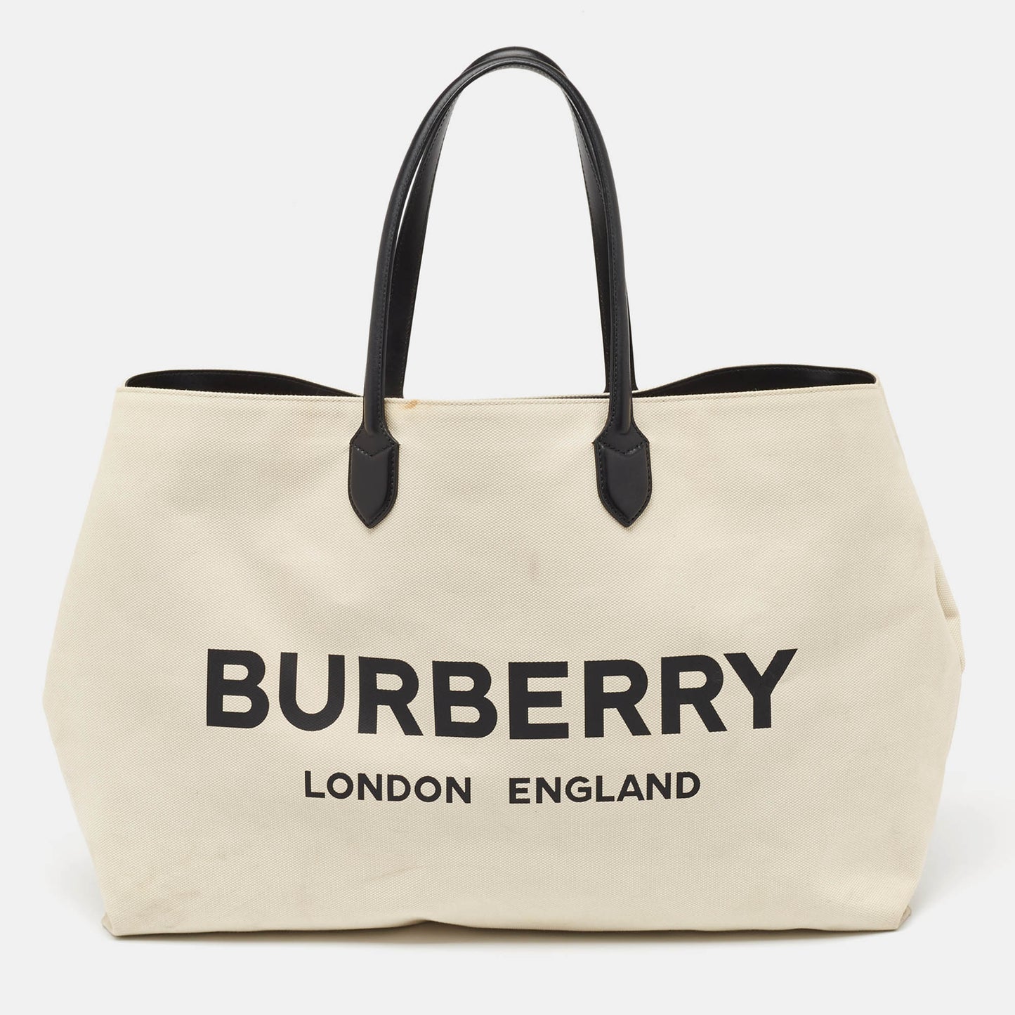 Luxury Burberry Off White Canvas Lewes Tote