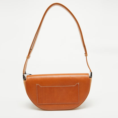 Luxury Burberry Pale Orange Leather Small Olympia Shoulder Bag
