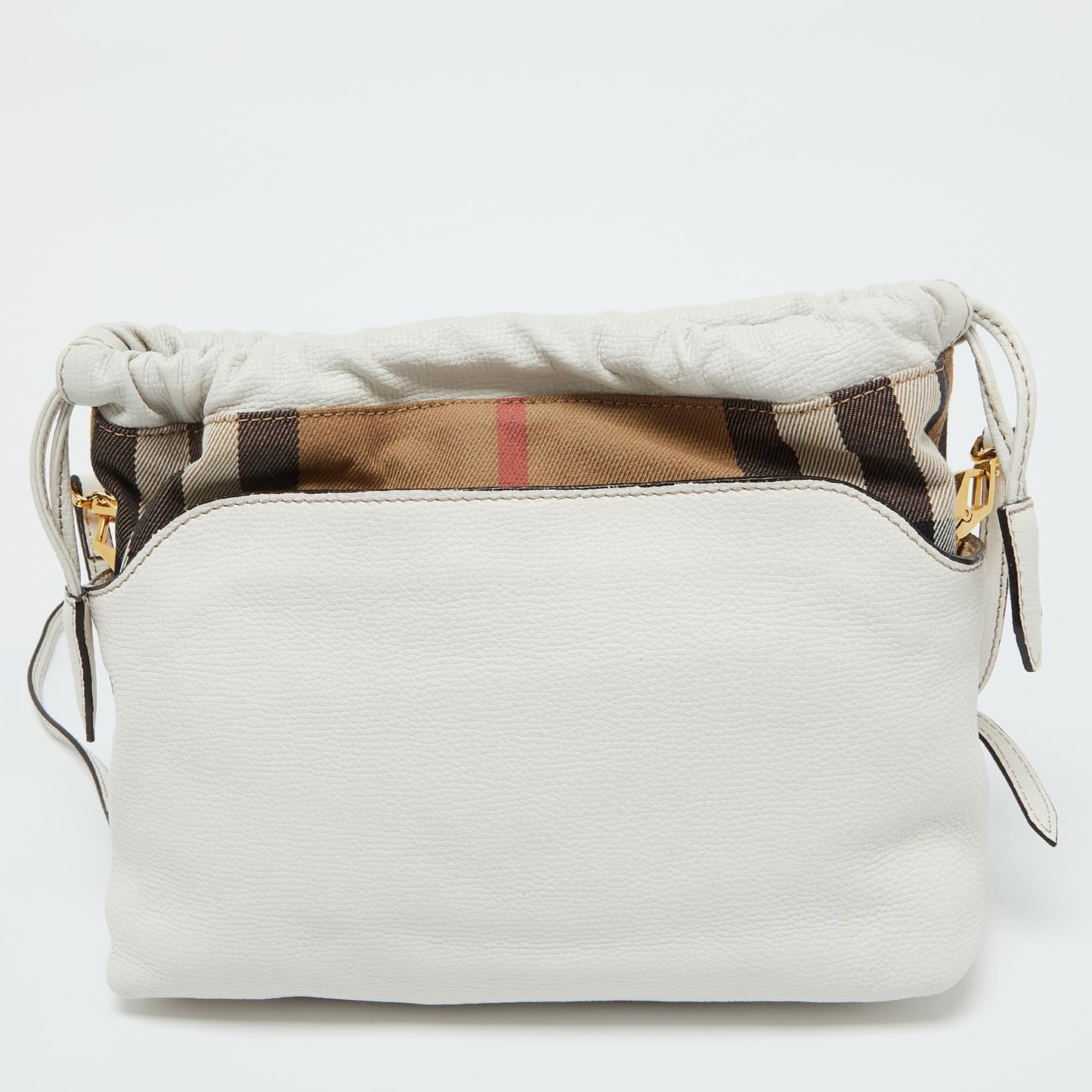 Luxury Burberry Off White/Beige House Check Canvas and Leather Little Crush Crossbody Bag