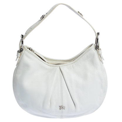 Luxury Burberry White Leather Small Malika Hobo