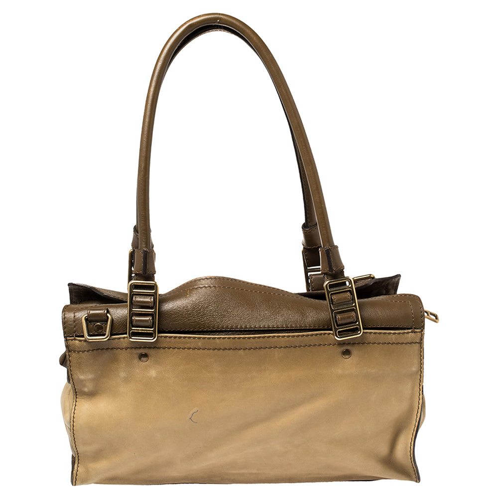 Luxury Burberry Two Tone Brown Leather Satchel