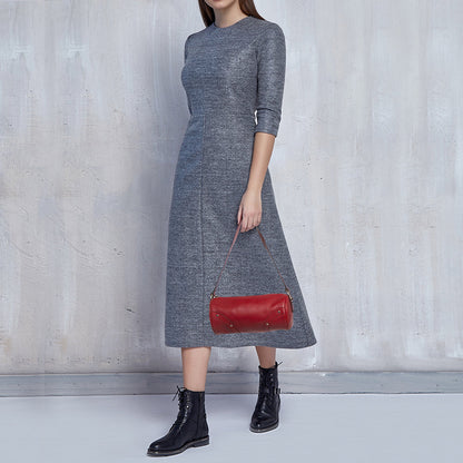 Luxury Burberry Red Leather Barrel Bag