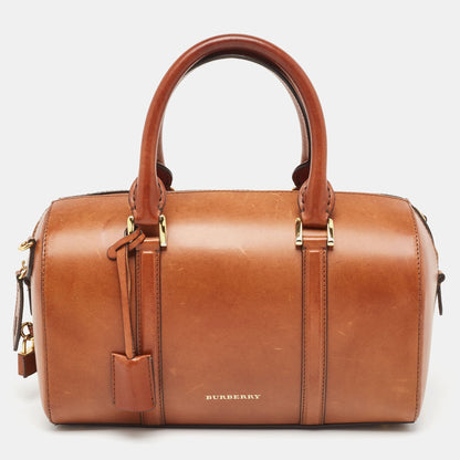 Luxury Burberry Tan Leather Medium Alchester Bowler Bag