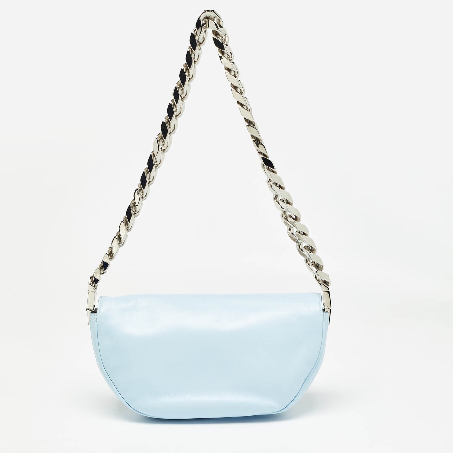 Luxury Burberry Pale Blue Soft Leather Small Olympia Shoulder Bag