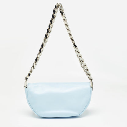 Luxury Burberry Pale Blue Soft Leather Small Olympia Shoulder Bag