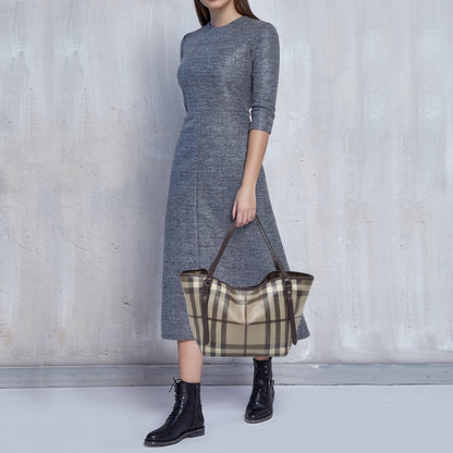 Luxury Burberry Smoked Check Coated Canvas and Leather Small Canterbury Tote
