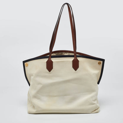 Luxury Burberry Tri Color Canvas and Leather Large Society Tote