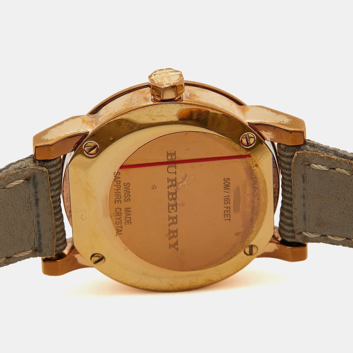 Luxury Burberry Rose Gold PVD Coated Stainless Steel Canvas Leather The City BU9236 Women's Wristwatch 26 mm