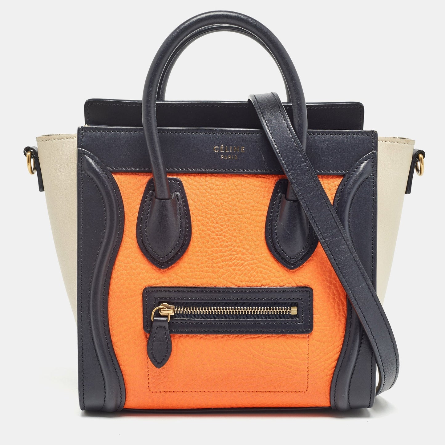 Luxury CELINE Tricolor Leather Nano Luggage Tote