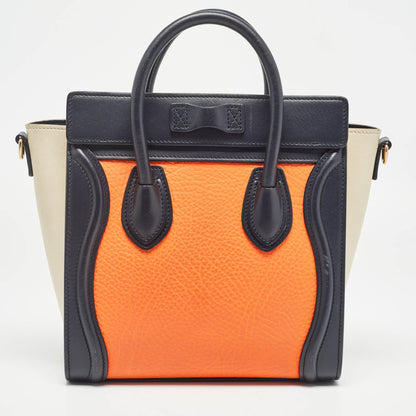 Luxury CELINE Tricolor Leather Nano Luggage Tote