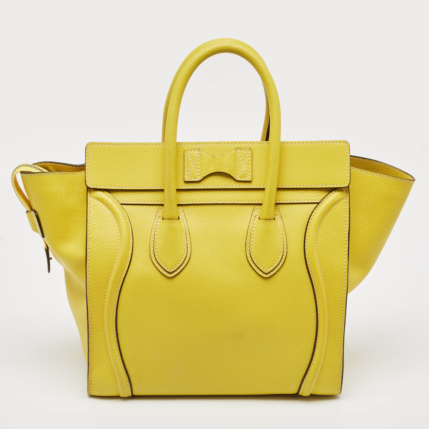 Luxury CELINE Yellow Leather Mini Luggage Tote
