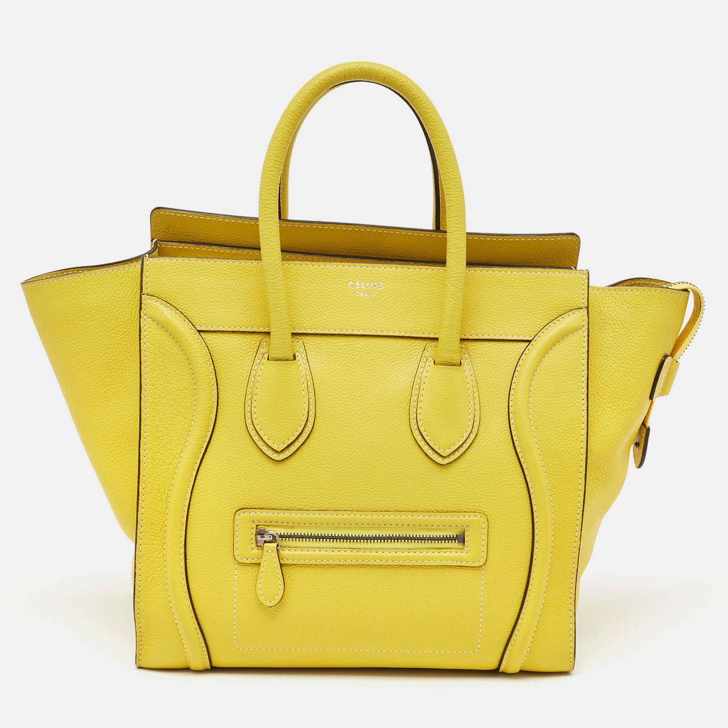 Luxury CELINE Yellow Leather Mini Luggage Tote