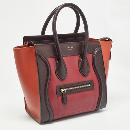 Luxury CELINE Tri Color Leather Micro Luggage Tote
