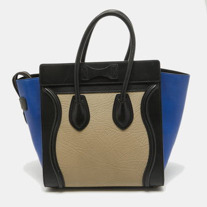 Luxury CELINE Tricolor Leather Micro Luggage Tote