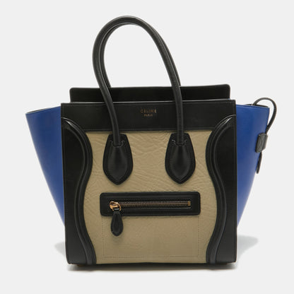 Luxury CELINE Tricolor Leather Micro Luggage Tote