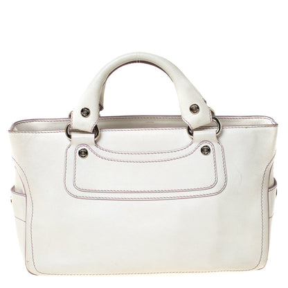 Luxury CELINE White/Lavender Leather Boogie Tote