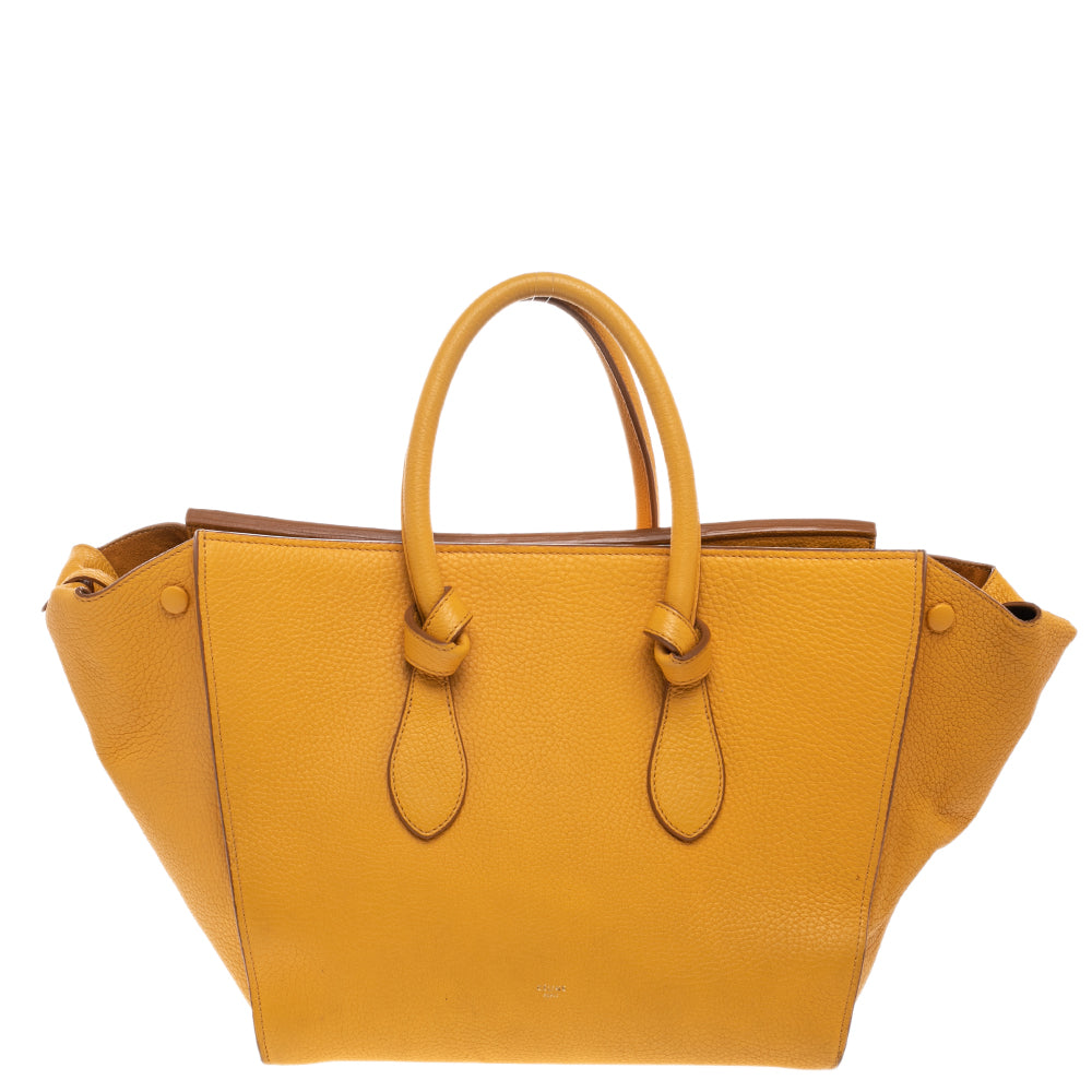 Luxury CELINE Yellow Leather Small Tie Tote