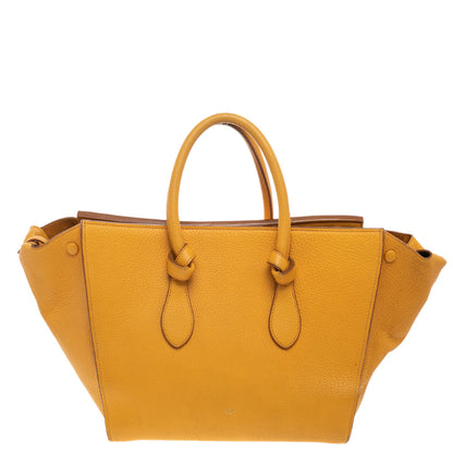Luxury CELINE Yellow Leather Small Tie Tote