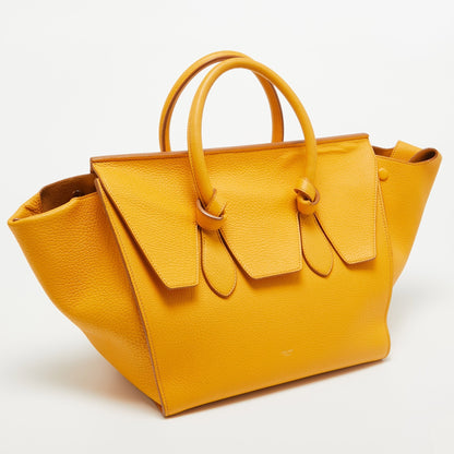 Luxury CELINE Yellow Leather Small Tie Tote w/Pouch