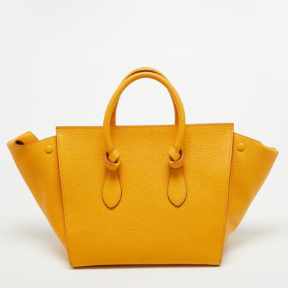 Luxury CELINE Yellow Leather Small Tie Tote w/Pouch