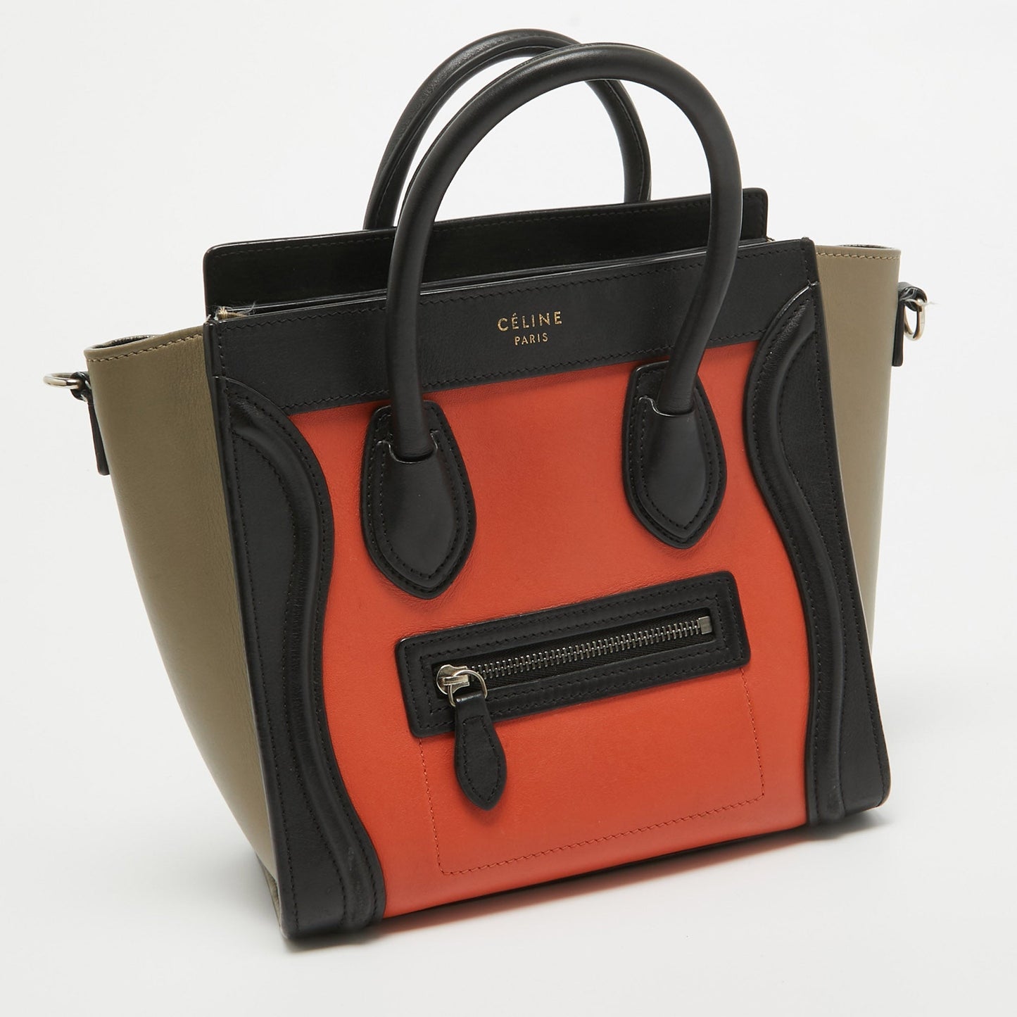 Luxury CELINE Tri Color Leather Nano Luggage Tote