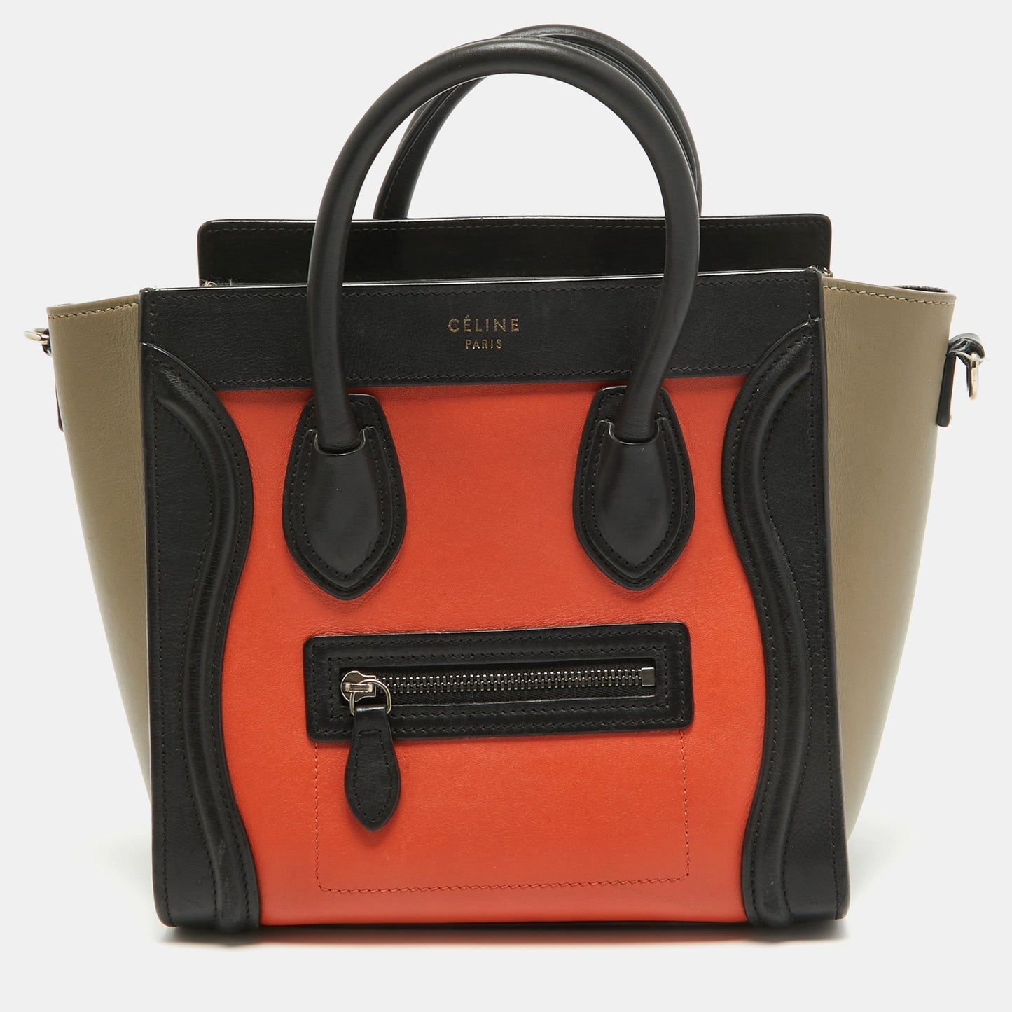 Luxury CELINE Tri Color Leather Nano Luggage Tote