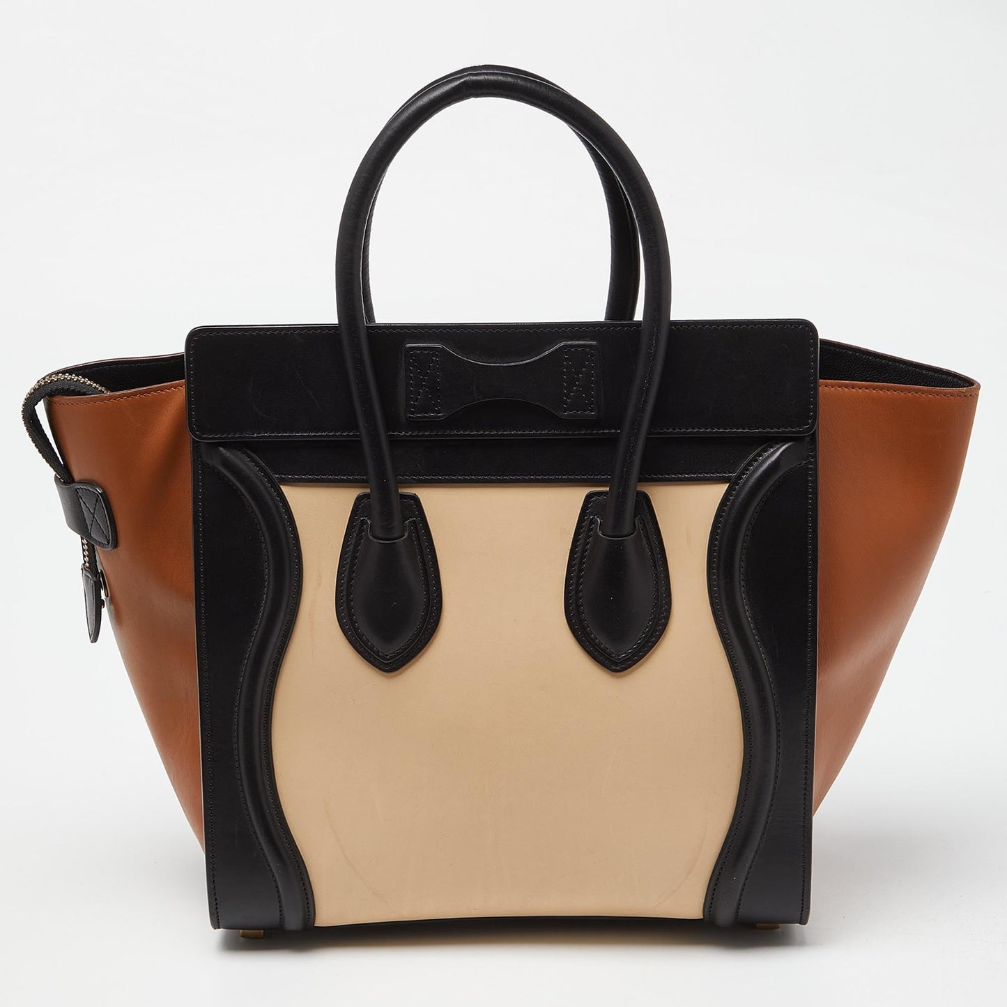 Luxury CELINE Tri Color Leather Micro Luggage Tote