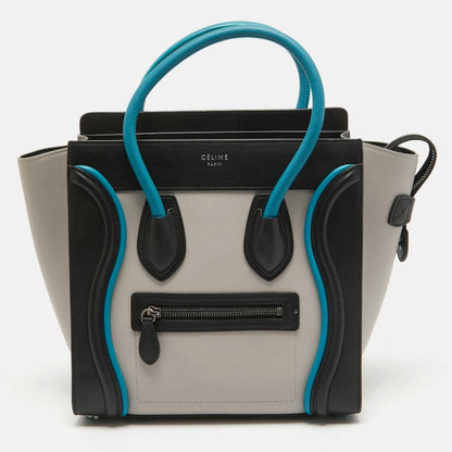 Luxury CELINE Tricolor Leather Micro Luggage Tote