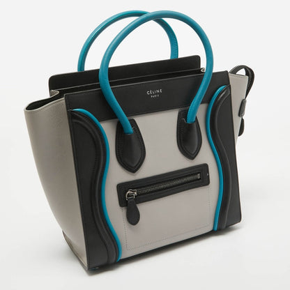 Luxury CELINE Tricolor Leather Micro Luggage Tote