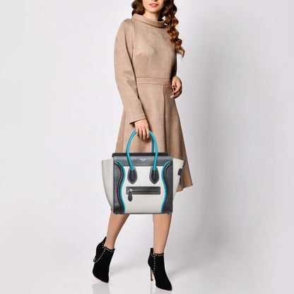 Luxury CELINE Tricolor Leather Micro Luggage Tote