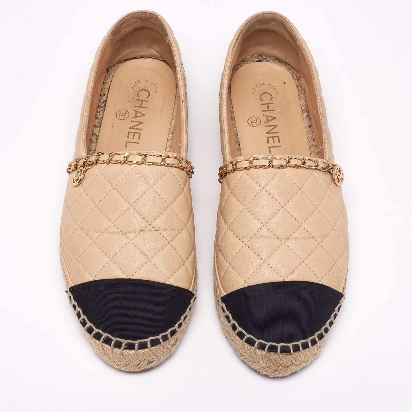 CHANEL QUILTED LEATHER CAP TOE ESPADRILLES
