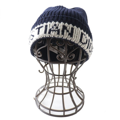 Christian Dior Knit cap Main: 70% wool, Main: 30% cashmere Navy x white Women