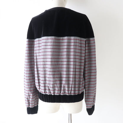 CHANEL sweat Main: 96% cotton, Main: 4% polyester, Part: 65% viscose, Part: 25% wool, Part: 10% polyamide (nylon), Part: 71% cotton 29% silk Black x Gray x Neon Pink (Border Pattern) Women 36