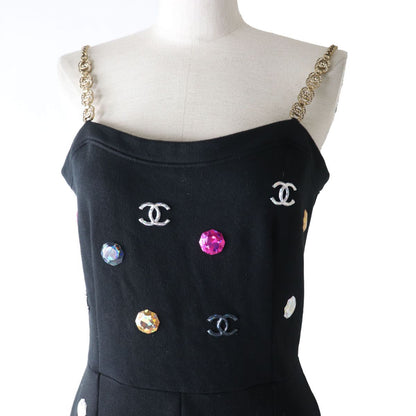 CHANEL overalls Main: 100% cotton Black x Multi Women 38