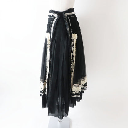 CHANEL skirt Outer: 100% silk, Lining: 100% silk, Part: 100% polyester Black x white Women 38