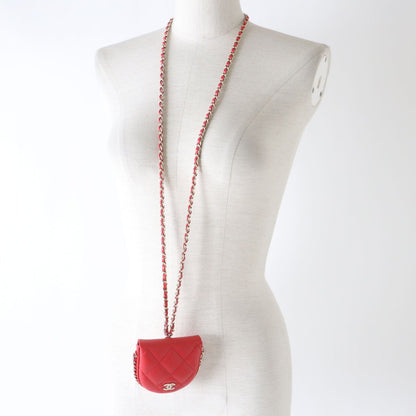 CHANEL Coin case Caviar skin Red