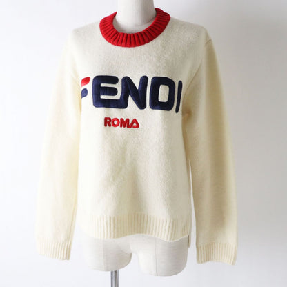 FENDI knit Main: 33% nylon, 21% mohair, 21% alpaca, 20% rayon, 4% wool Ivoryx Red x Blue Women 40